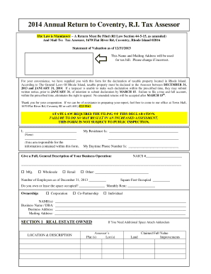 Rhode Island Annual Return to Tax Assessor