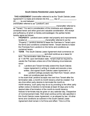 South Dakota Residential Lease Agreement