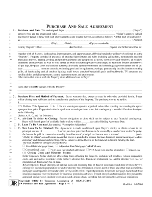 Tennessee Purchase and Sale Agreement