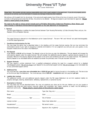 University Pines Pet Lease Addendum