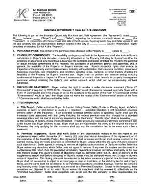 Business Opportunity Real Estate Addendum