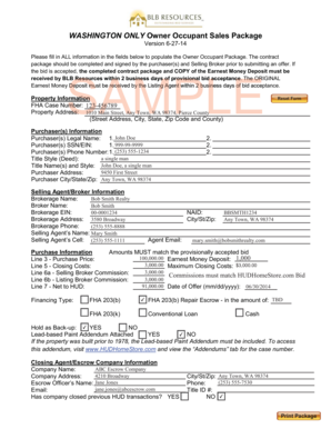 Washington Owner Occupant Sales Package
