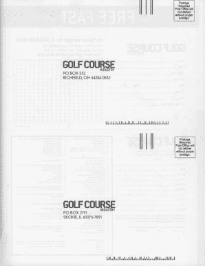Golf Course Industry Reader Service Card