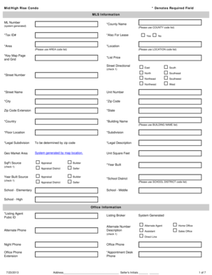 Mid/High Rise Condo Listing Form