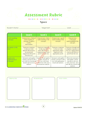 Student Assessment Rubric