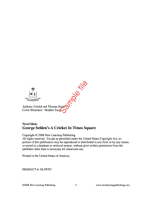 Novel Study Guide for A Cricket In Times Square