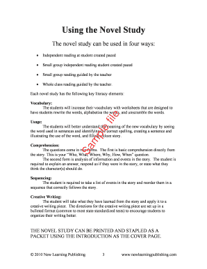 Novel Study Worksheet