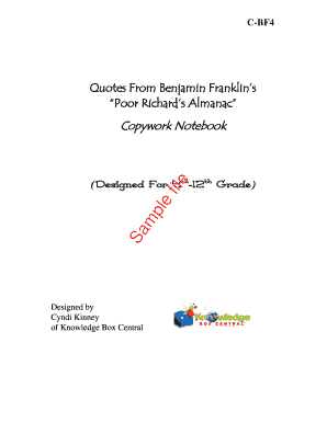 Benjamin Franklin Copywork Notebook