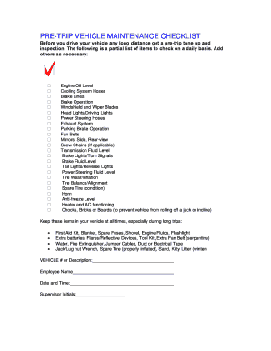 Pre-Trip Vehicle Maintenance Checklist
