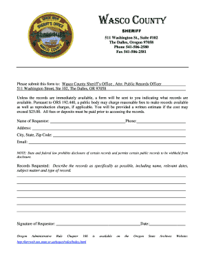 Oregon Public Records Request Form