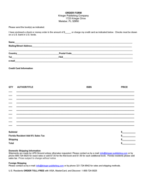Krieger Publishing Order Form