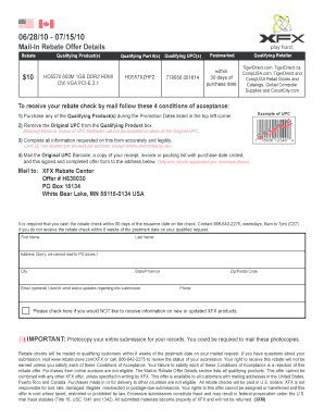 XFX Mail-In Rebate Form