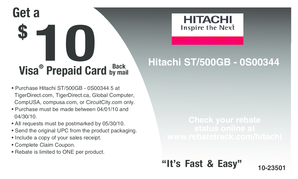 Hitachi ST/500GB Rebate Form