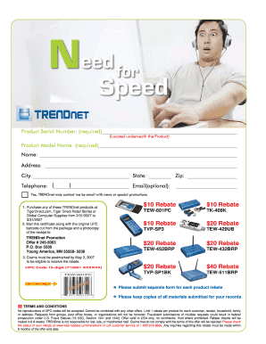 TRENDnet Product Rebate Form