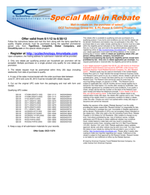 OCZ Technology Group Mail-in Rebate Form