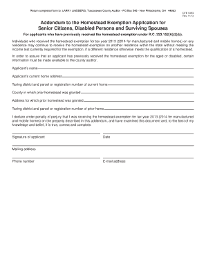 Ohio Homestead Exemption Addendum