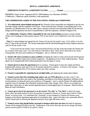 Rental Agreement Addendum