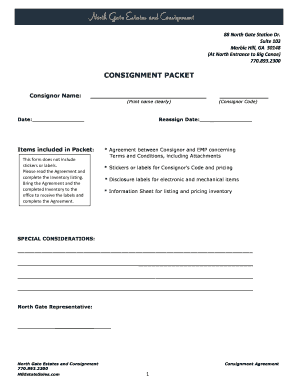 Printable simple consignment agreement template - Consignment Agreement Packet - NGEstateSales.com