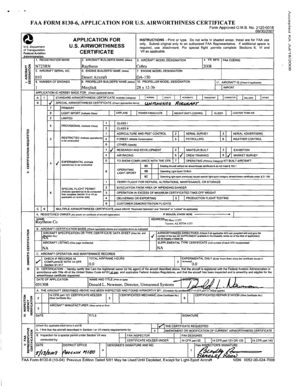 FAA Form 8130-6 Application for U.S. Airworthiness Certificate
