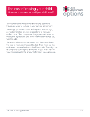 Child Maintenance Cost Agreement