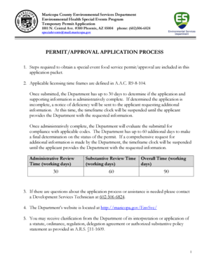 Maricopa County Temporary Food Service Permit Application