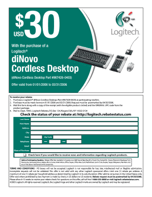 Logitech Rebate Form