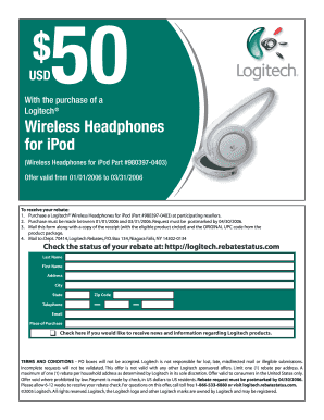 Logitech Wireless Headphones Rebate Form