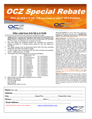 OCZ Special Rebate Form