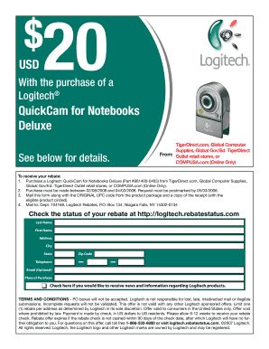 Logitech QuickCam Rebate Form