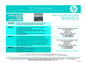 HP 530 Promotion Rebate Form