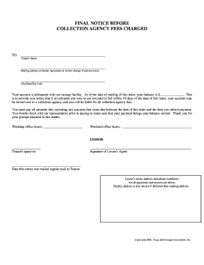 Final Notice Before Collection Agency Fees