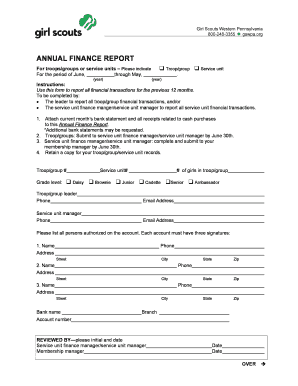 Annual Finance Report for Troops/Service Units