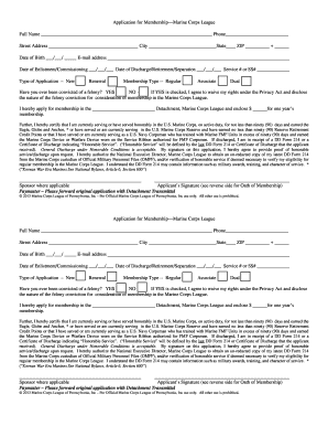 Application for Membership—Marine Corps League