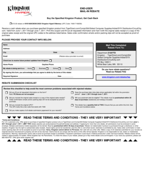 Kingston Mail-In Rebate Form