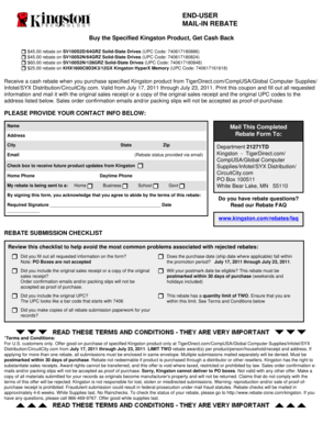 Kingston Mail-In Rebate Form