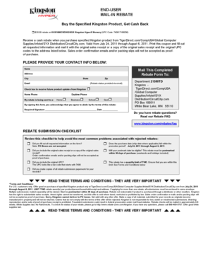 Kingston Mail-In Rebate Form