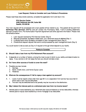 PCA Retirement Plan Loan Request Form