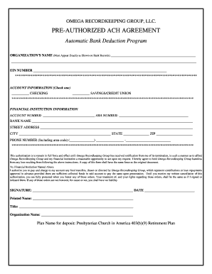 Pre-Authorized ACH Agreement