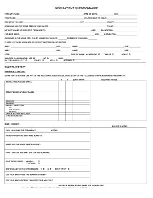 New Patient Medical Questionnaire