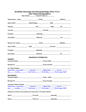 New Patient Demographics Form