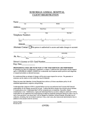 Suburban Animal Hospital Client Registration Form
