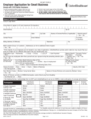 Employer Application for Small Business Health Insurance