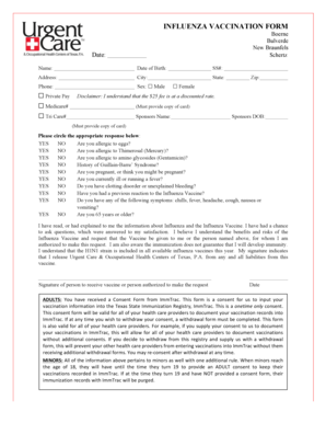 Influenza Vaccination Form