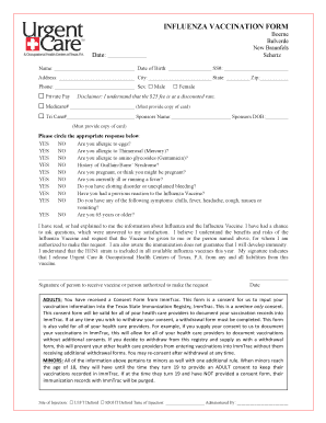 Influenza Vaccination Form