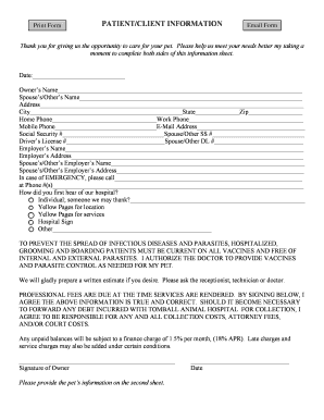 Pet Client Information Form