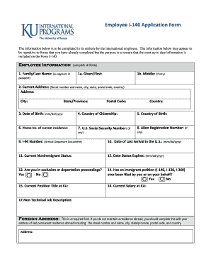 fillable online international ku employee i 140 application form form i 140