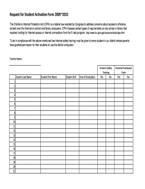 Internet Safety Parental Permission Training Form
