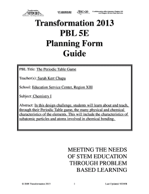 transformation 2008 and pbl periodic table