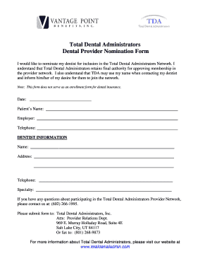 Dental Provider Nomination Form