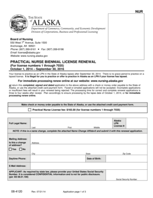 Alaska Practical Nurse Biennial License Renewal